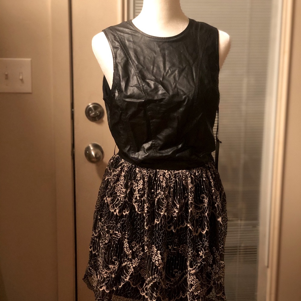 Cut out faux leather dress